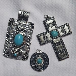 Silver and turquoise charm/pendants